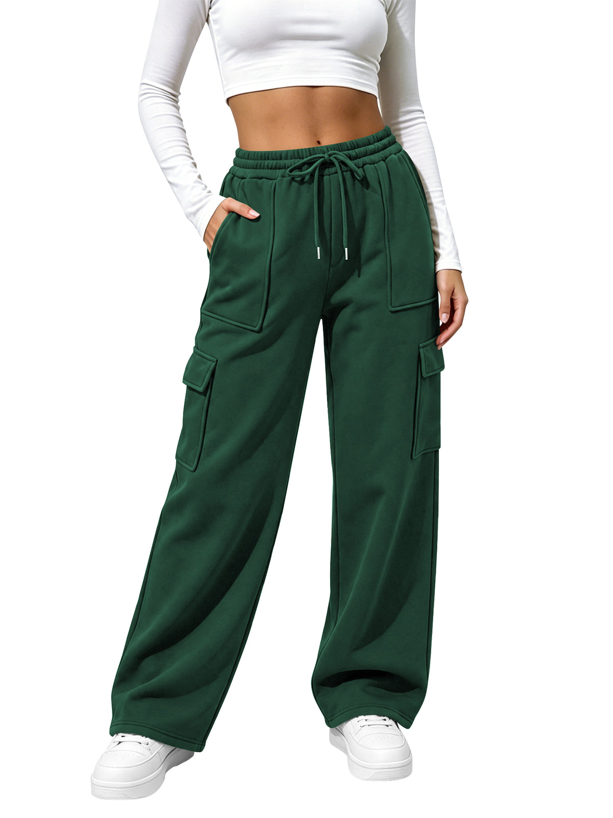 TEMOFON Womens Cargo Sweatpants Baggy High Waisted Joggers Sweat Pants Athletic Pants with Pockets Casual Workout Pants