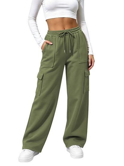 TEMOFON Womens Cargo Sweatpants Baggy High Waisted Joggers Sweat Pants Athletic Pants with Pockets Casual Workout Pants