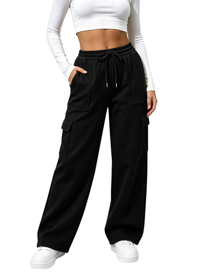 TEMOFON Womens Cargo Sweatpants Baggy High Waisted Joggers Sweat Pants Athletic Pants with Pockets Casual Workout Pants