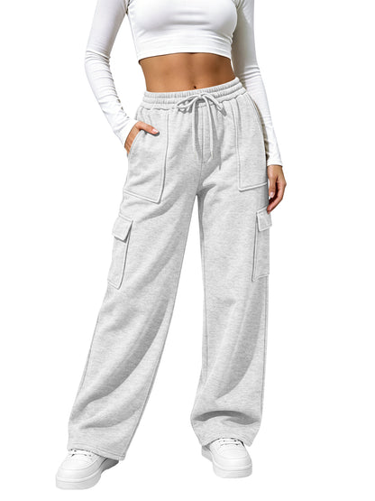 TEMOFON Womens Cargo Sweatpants Baggy High Waisted Joggers Sweat Pants Athletic Pants with Pockets Casual Workout Pants