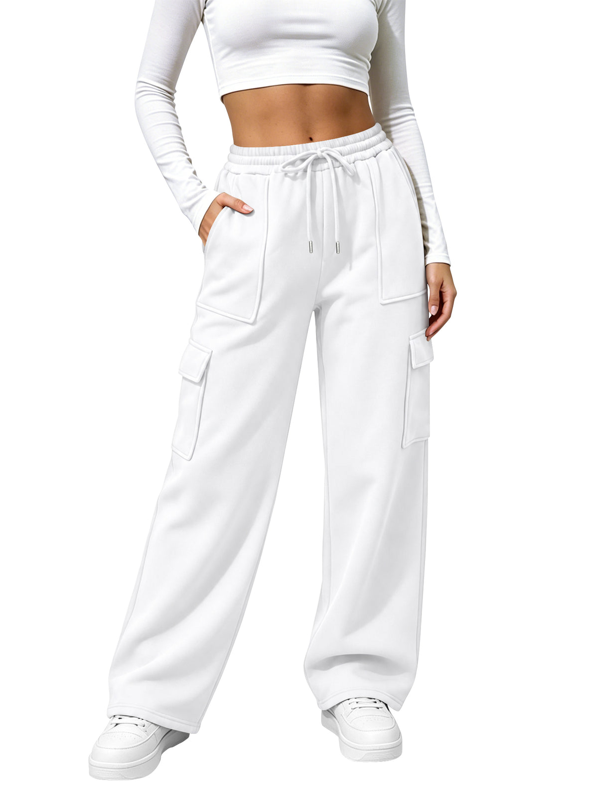 TEMOFON Womens Cargo Sweatpants Baggy High Waisted Joggers Sweat Pants Athletic Pants with Pockets Casual Workout Pants