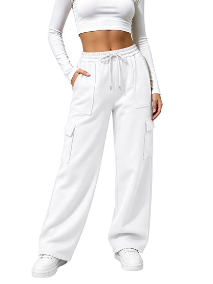 TEMOFON Womens Cargo Sweatpants Baggy High Waisted Joggers Sweat Pants Athletic Pants with Pockets Casual Workout Pants
