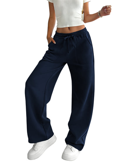 TEMOFON Sweatpants for Women Loose Fit Casual Comfy Lounge High Waist Drawstring Elastic Sweatpants Flowy Palazzo Pants with Pocket