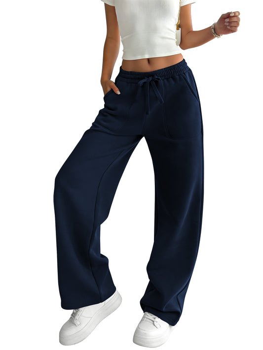 TEMOFON Sweatpants for Women Loose Fit Casual Comfy Lounge High Waist Drawstring Elastic Sweatpants Flowy Palazzo Pants with Pocket