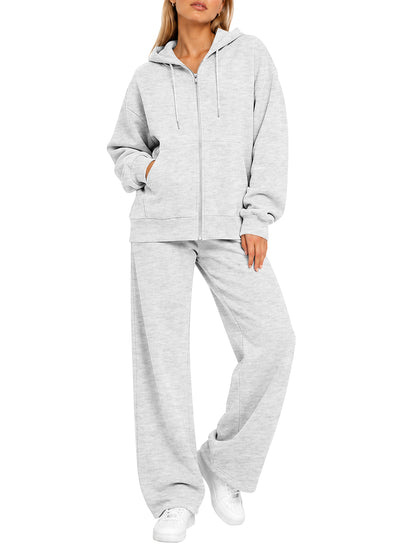 TEMOFON Lounge Sets for Women Sweatsuits 2pcs Sweatpants with Pockets Coat Outwear 2 Piece outfit Hoodies Sweatshirts Winter Clothes Fleece Lined