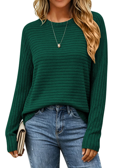 TEMOFON Long Sleeve Shirts for Women Crew Neck Casual Tunic Tops Lightweight Pullover Fall Tops Sweaters for Women