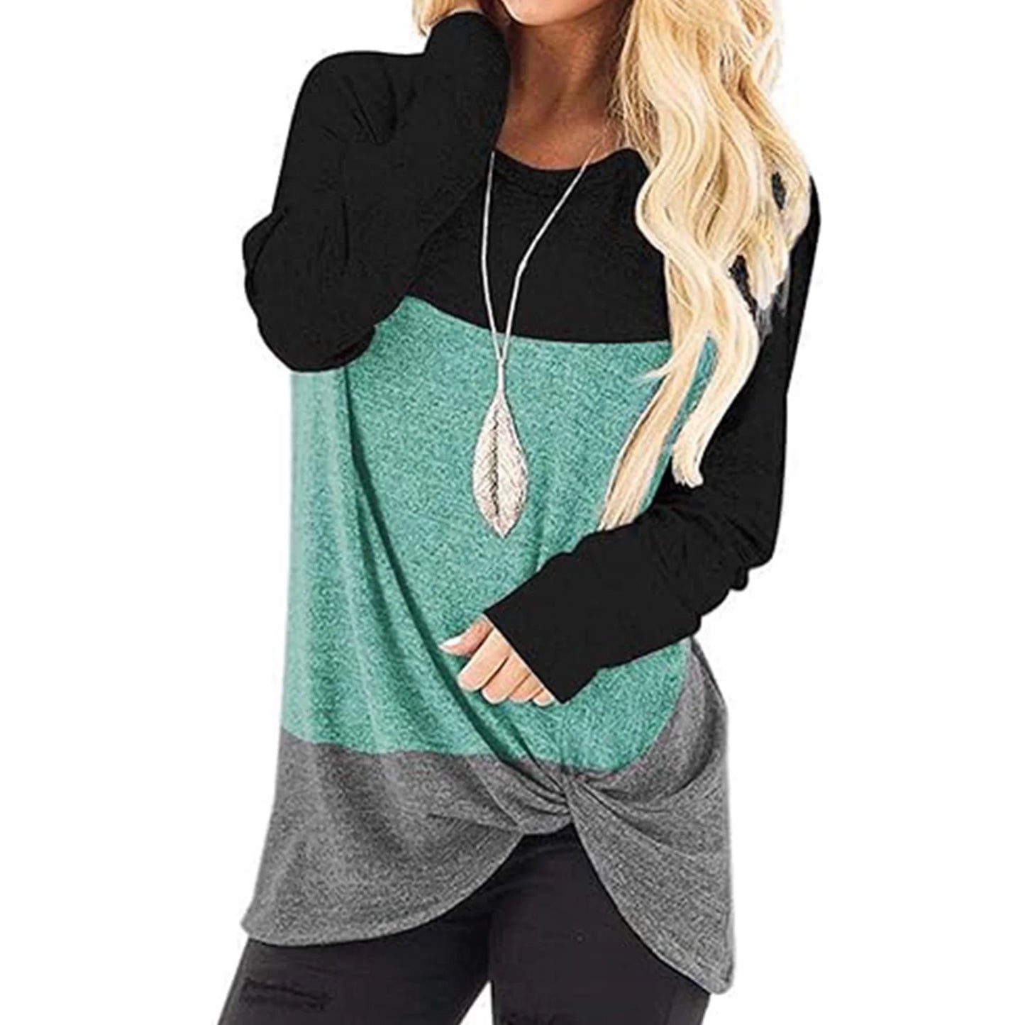 TEMOFON Tunic Tops for Women Casual Fall Long Sleeve Crew Neck T Shirts Casual Loose Tunic Trendy Fashion