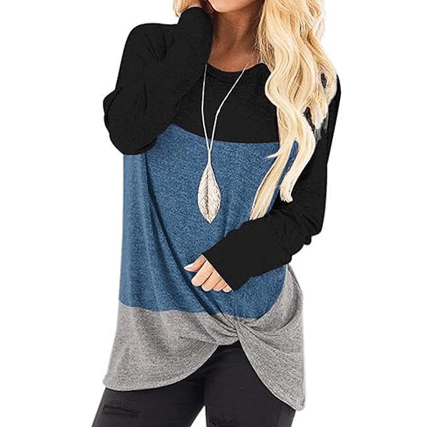 TEMOFON Tunic Tops for Women Casual Fall Long Sleeve Crew Neck T Shirts Casual Loose Tunic Trendy Fashion