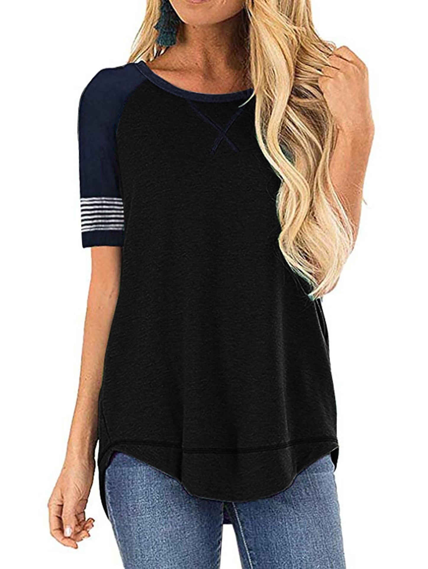 SHIBEVER Women T Shirts Summer Tops Casual Short Sleeve Tunic Tops Fashion Crew Neck Loose Fit T Shirts Dressy Ladies Tops Blouses