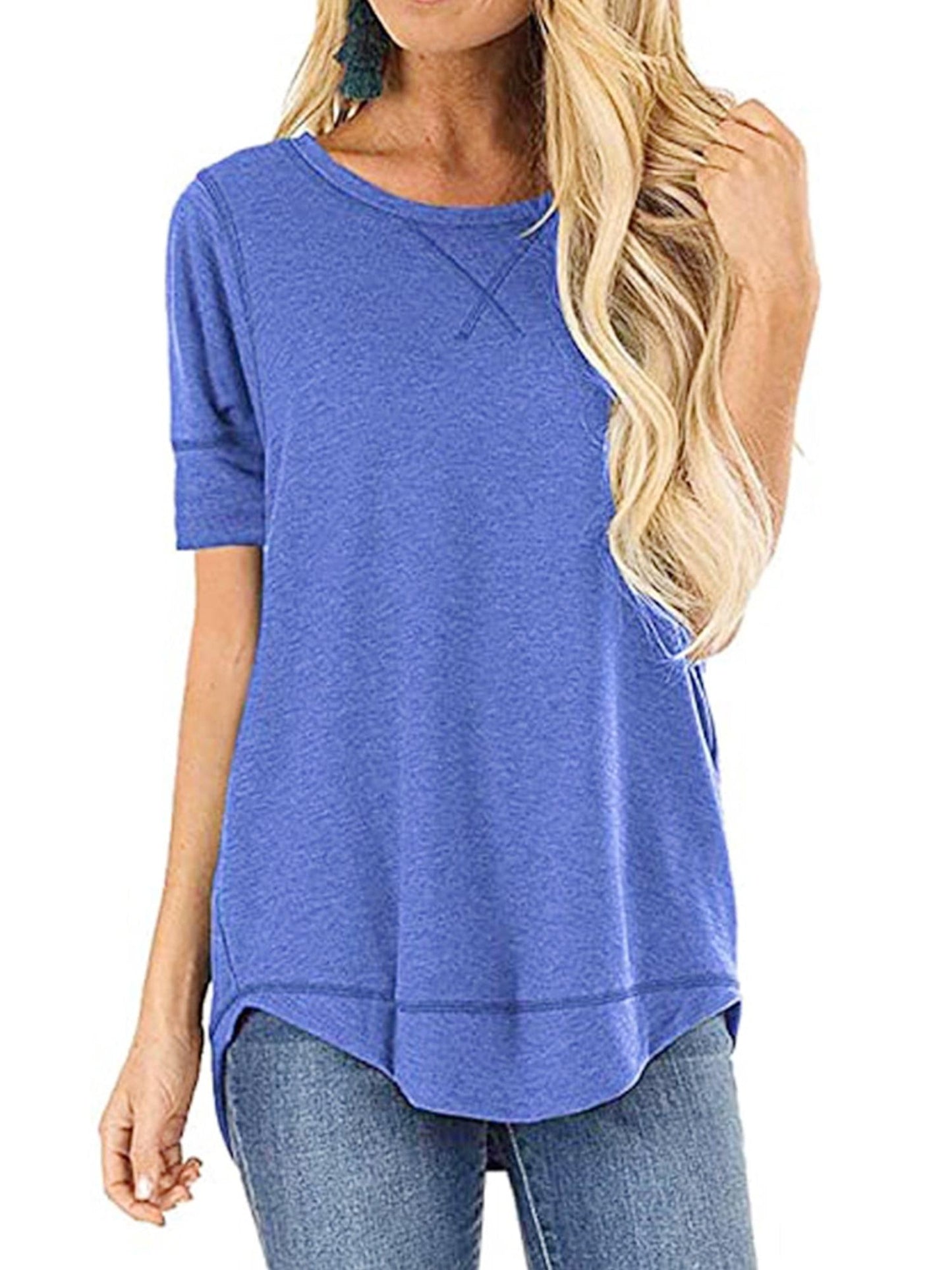SHIBEVER Summer Short Sleeve T-Shirts for Women Fashion Trendy Loose Cute Casual Crew Neck Coffee Tunic Tops Blouse