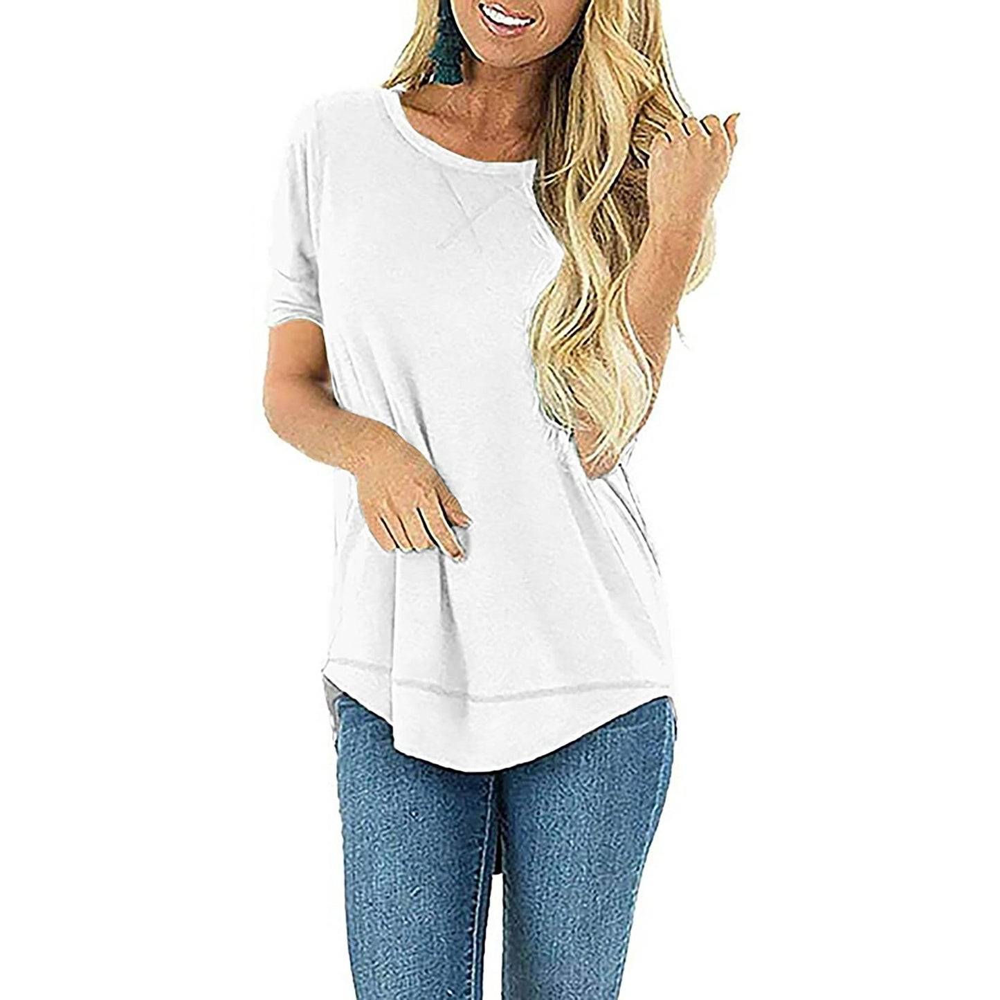 SHIBEVER Summer Short Sleeve T-Shirts for Women Fashion Trendy Loose Cute Casual Crew Neck Coffee Tunic Tops Blouse