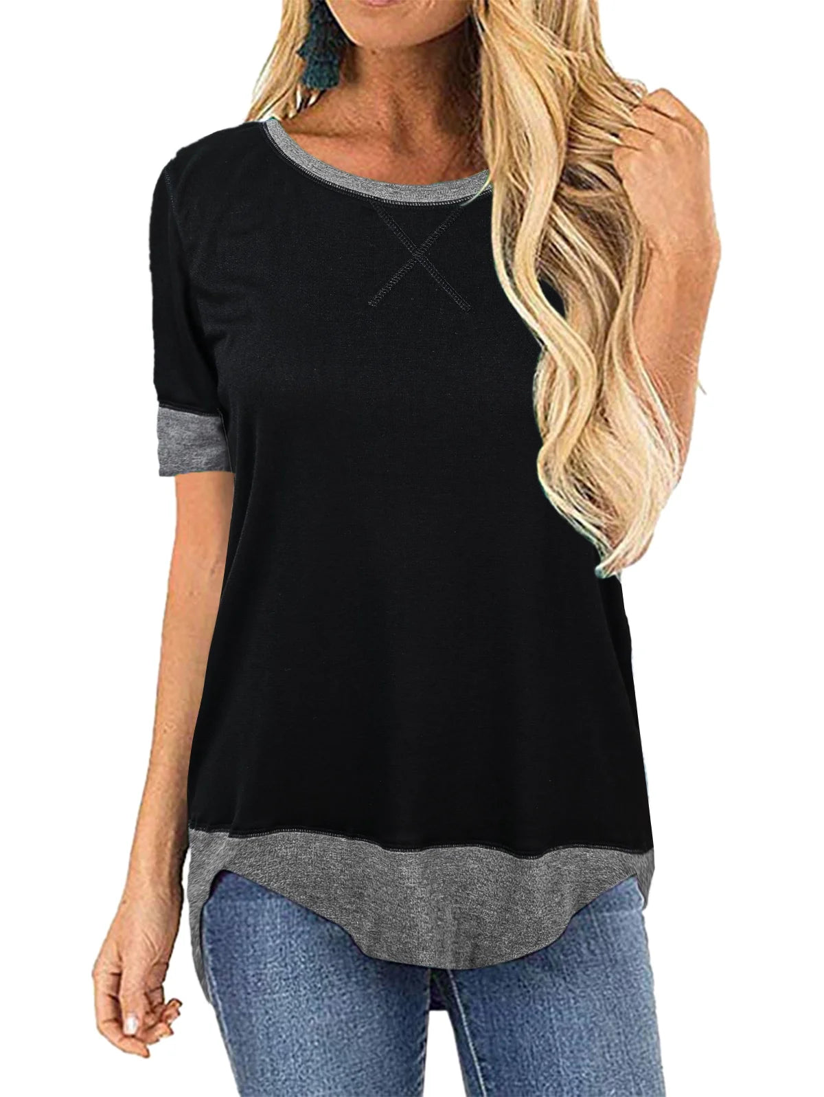 SHIBEVER Summer Short Sleeve T-Shirts for Women Fashion Trendy Loose Cute Casual Crew Neck Coffee Tunic Tops Blouse