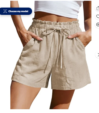 TEMOFON Linen Shorts for Women&nbsp Summer Ruffle Waist Drawstring Pants with Pockets Casual Vacation Beach Flowy Shorts